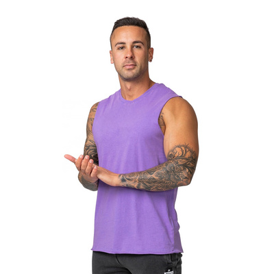 Men Gym Muscle Sing lets Workout Tank Top Bodybuilding Fitness Sleeveless T-shirt Cotton Loose Tank Top Bottoming Stretch Vest