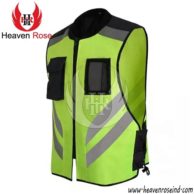 Cycling Safety Vest with Reflective Tape Working Uniforms Jackets Yellow En 20471 Reflective Running