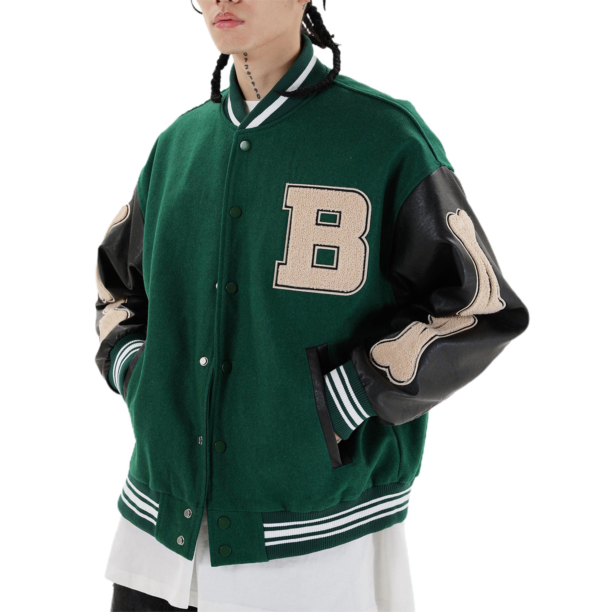 Unisex Varsity Jacket Vintage Casual Fit Button Down Leather Sleeves Varsity Jacket  Top Quality Baseball Letterman Jacket