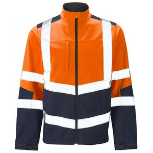 Men's High Vis Soft Shell Jacket Reflective Safety Jacket Hi Vis Reflective Cotton Safety Clothing inside Reflective jacket