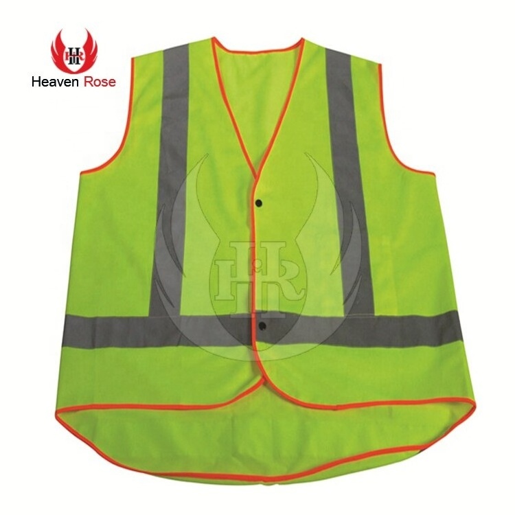 Flame Retardant Hi-Viz Mesh Safety Vest Front View Yellow Breathable High Visibility Safety Vest Made Knitted Fabric Top Quality