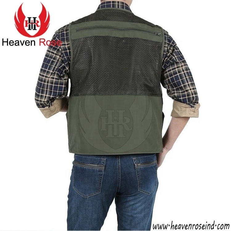 Customize Men's Contrast Fabric Outdoor Jackets For Work Vest Cameraman Waistcoat Vests Man  Director Reporter Vest