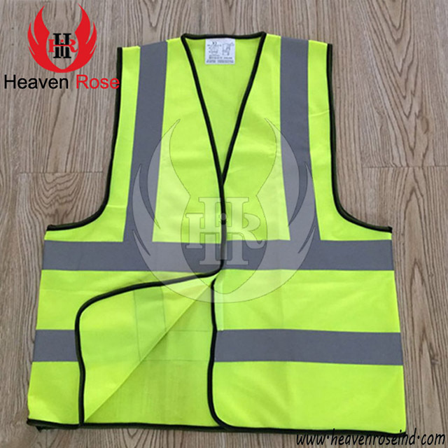 Flame Retardant Hi-Viz Mesh Safety Vest Front View Yellow Breathable High Visibility Safety Vest Made Knitted Fabric Top Quality