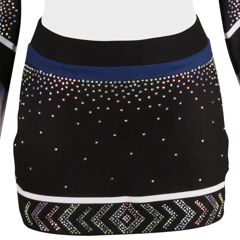 Wholesale Rhinestone Long Sleeves Cheer Leading Practice Wear Custom Cheer 1 Piece  Hot Selling Cheer Leading Uniforms