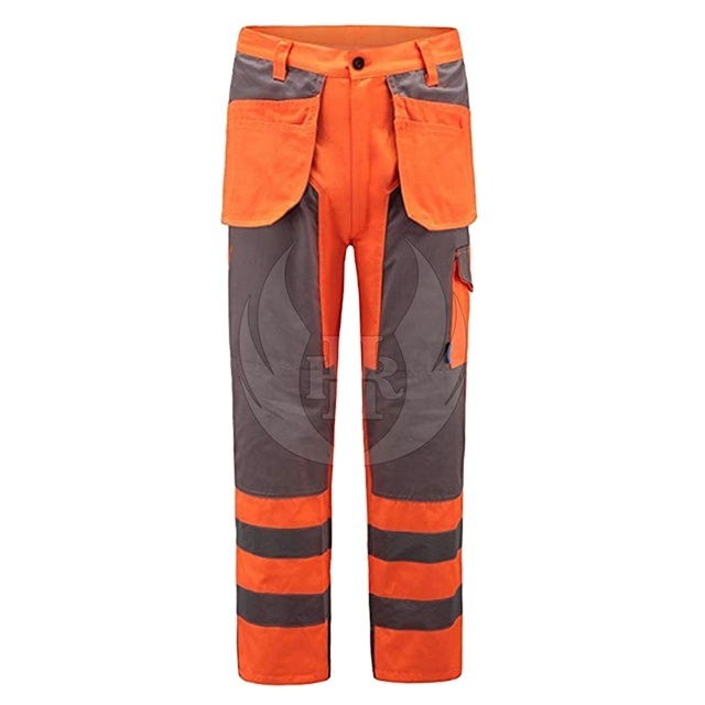 Tool Pocket Orange Pants/Black Safety Cargo Pant Workwear Cargo Trousers With Reflective Tapes Work Security Working Pants