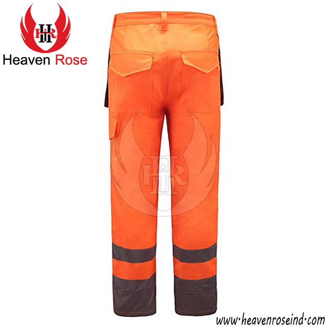 Tool Pocket Orange Pants/Black Safety Cargo Pant Workwear Cargo Trousers With Reflective Tapes Work Security Working Pants