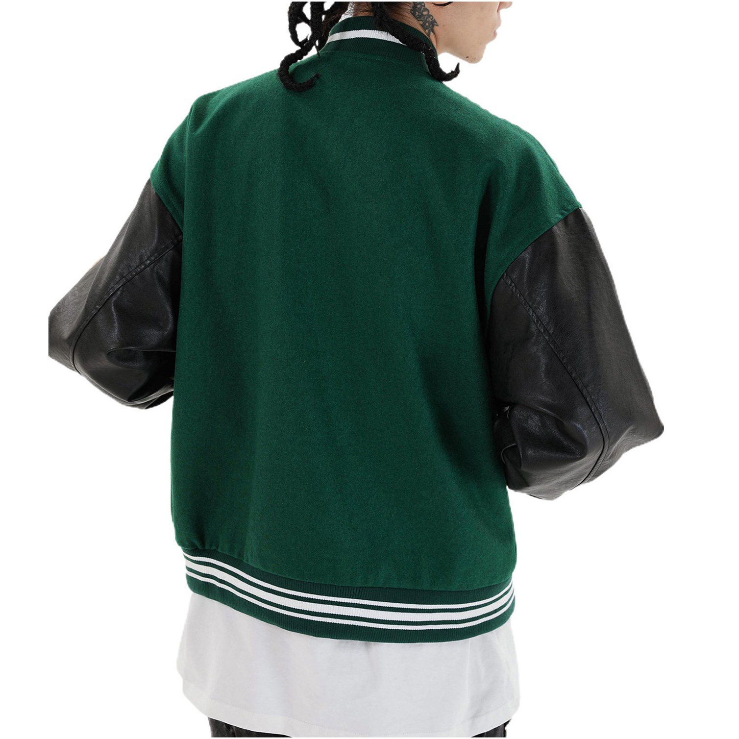 Unisex Varsity Jacket Vintage Casual Fit Button Down Leather Sleeves Varsity Jacket  Top Quality Baseball Letterman Jacket