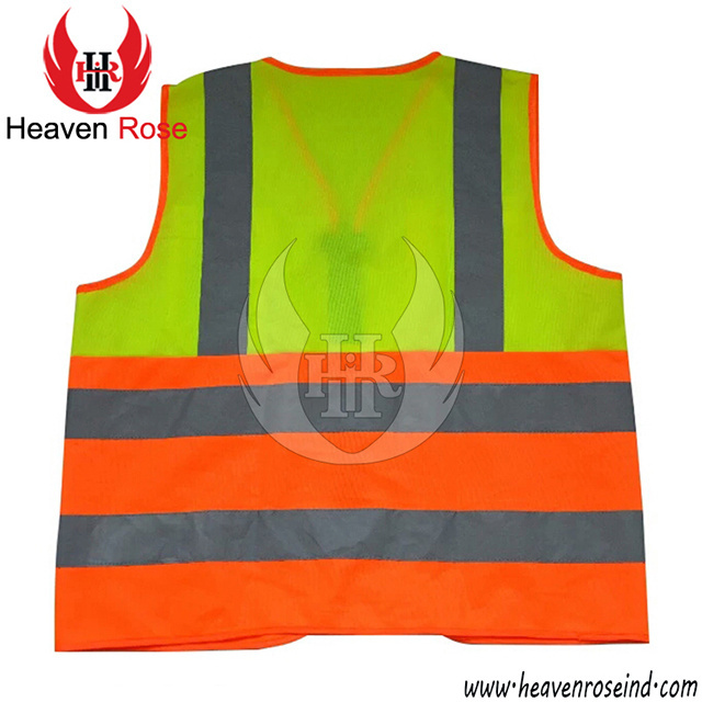 Safety Vest Hi-Vis Yellow/Orange Construction Work Wear with 2 Pockets Security Vest Reflective Stripes Class 2 Hi-Vis Vest