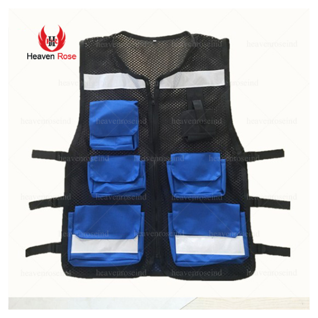 Royal And Black Hi Vis Reflective Safety Vest High Viz High Visibility Mesh Waistcoat Multi Pockets