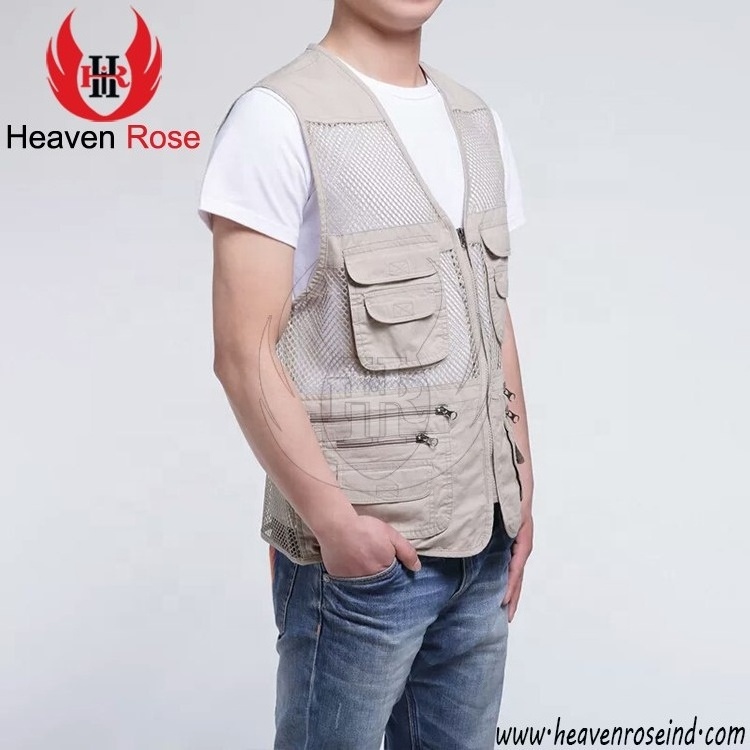 Wholesale New Coming Up Super Quality Men Working Vest Travel Workwear Multi Pocket Vest Safety Short Sleeve Vest