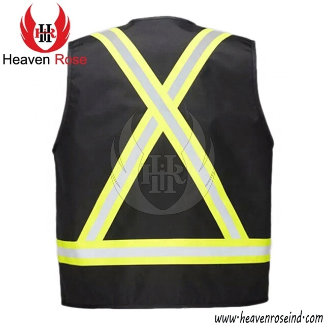 Reflective/Safety/Traffic Black / FR Vest Warning Workwear/Vest Multi Pockets Reflectivos Tela Para Chalecos De Seguridad