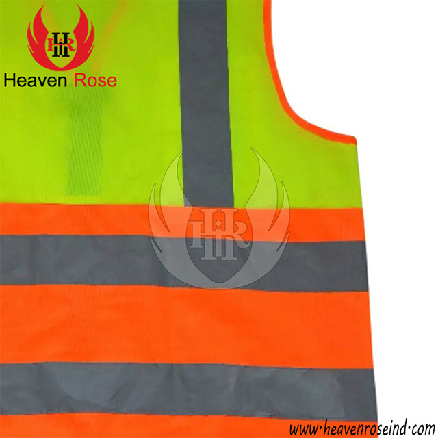 Safety Vest Hi-Vis Yellow/Orange Construction Work Wear with 2 Pockets Security Vest Reflective Stripes Class 2 Hi-Vis Vest