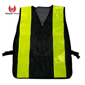 HEAVEN ROSE Safety Vest Traffic Black Mesh With PVC Tape Security Guard Safety Vest