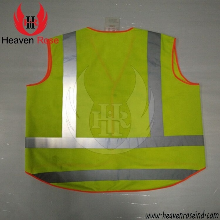 Flame Retardant Hi-Viz Mesh Safety Vest Front View Yellow Breathable High Visibility Safety Vest Made Knitted Fabric Top Quality