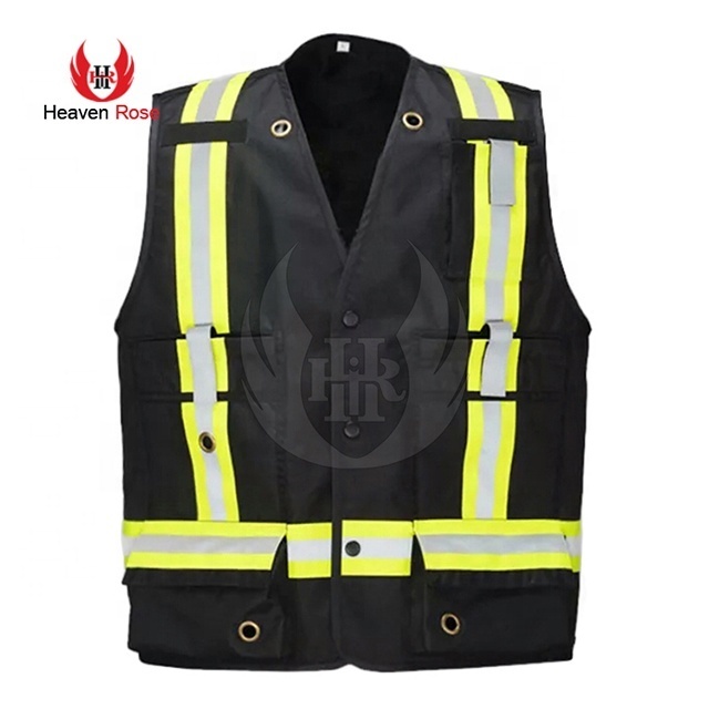 Reflective/Safety/Traffic Black / FR Vest Warning Workwear/Vest Multi Pockets Reflectivos Tela Para Chalecos De Seguridad