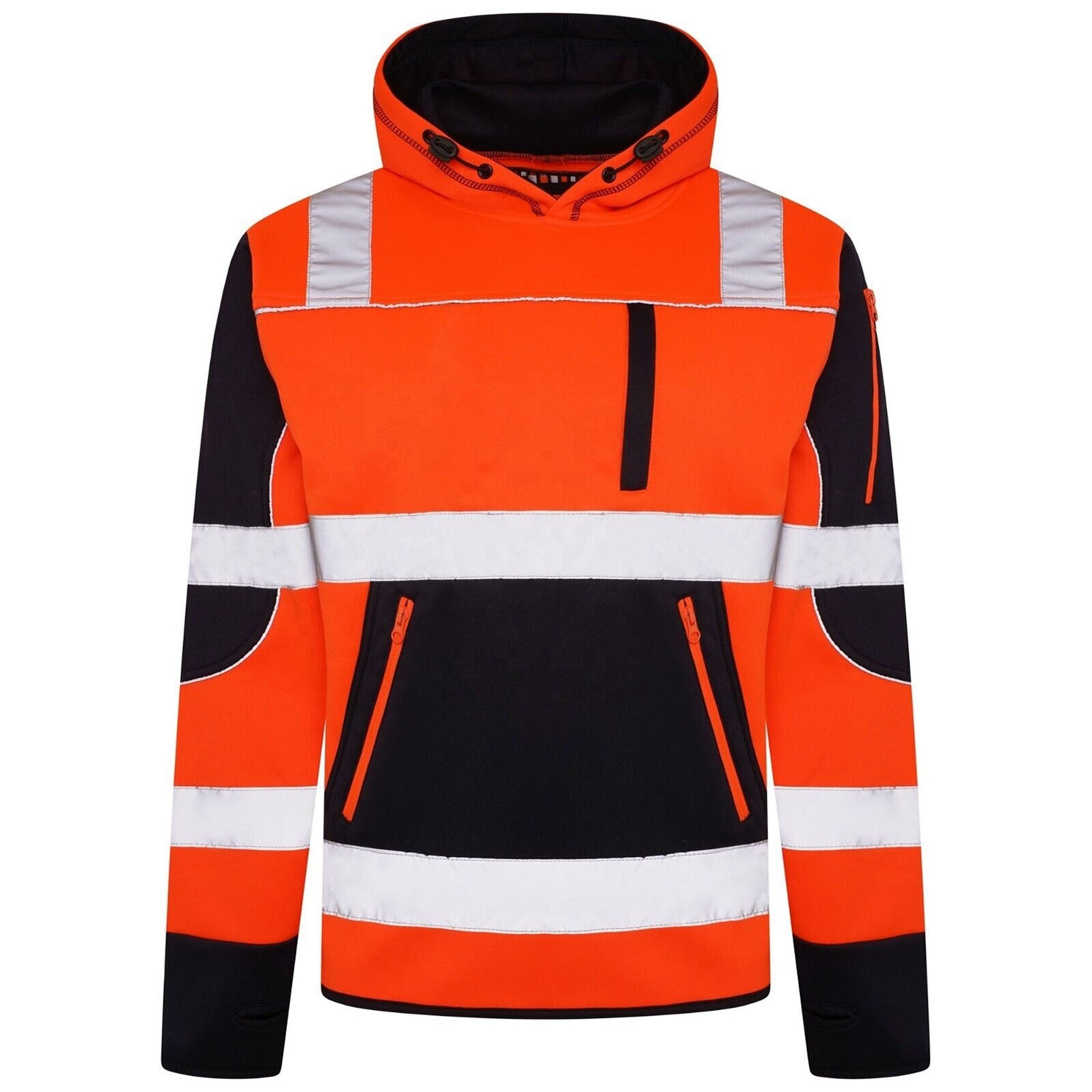 High Visibility Man Jacket Protective Work wear Lightweight Zip Pockets Pullover Hoodie Eye Construction Safety Jackets