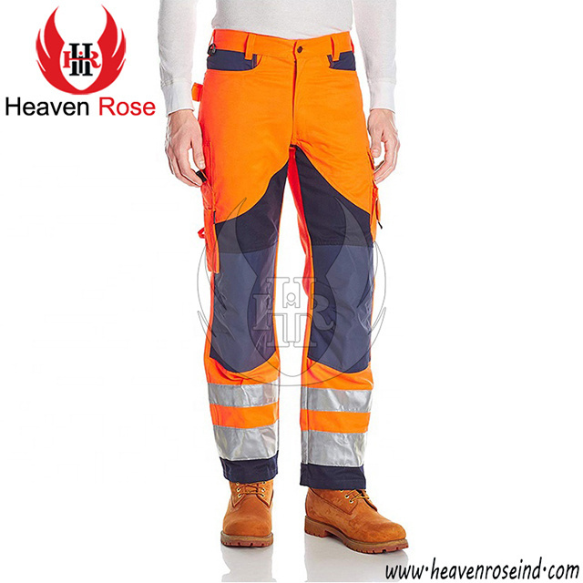 High Visibility Workwear Safety Pants 2 Reflective Tape Men's Heavy Duty Hi-vis Work Pants