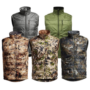 Lightweight Hunting Padded Vest With Zippered Chest Pockets Insulated Polyester Fabric Water Repellent Hunting Down Vest