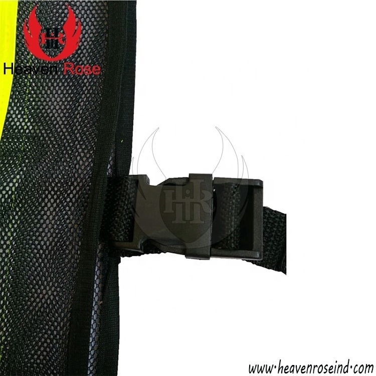 HEAVEN ROSE Safety Vest Traffic Black Mesh With PVC Tape Security Guard Safety Vest