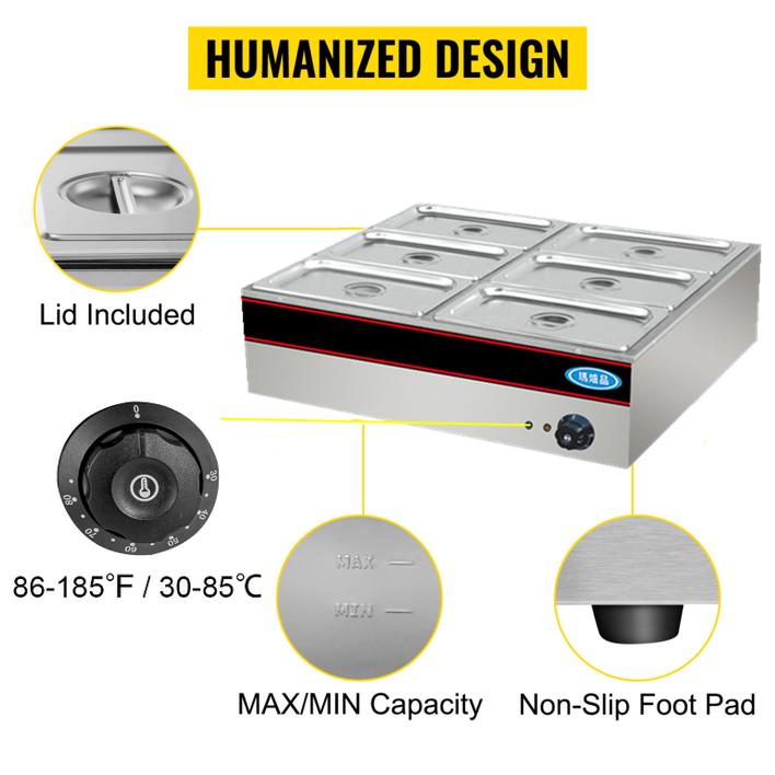 Heavybao Restaurant Hotel Bain Marie Food Warmer Industrial Stainless Steel Buffet Steamer Table Buffet Bain Marie