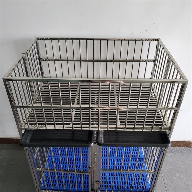 Movable with pulleys and with guardrail customized dog kennel stainless steel folding dog cage for large dog