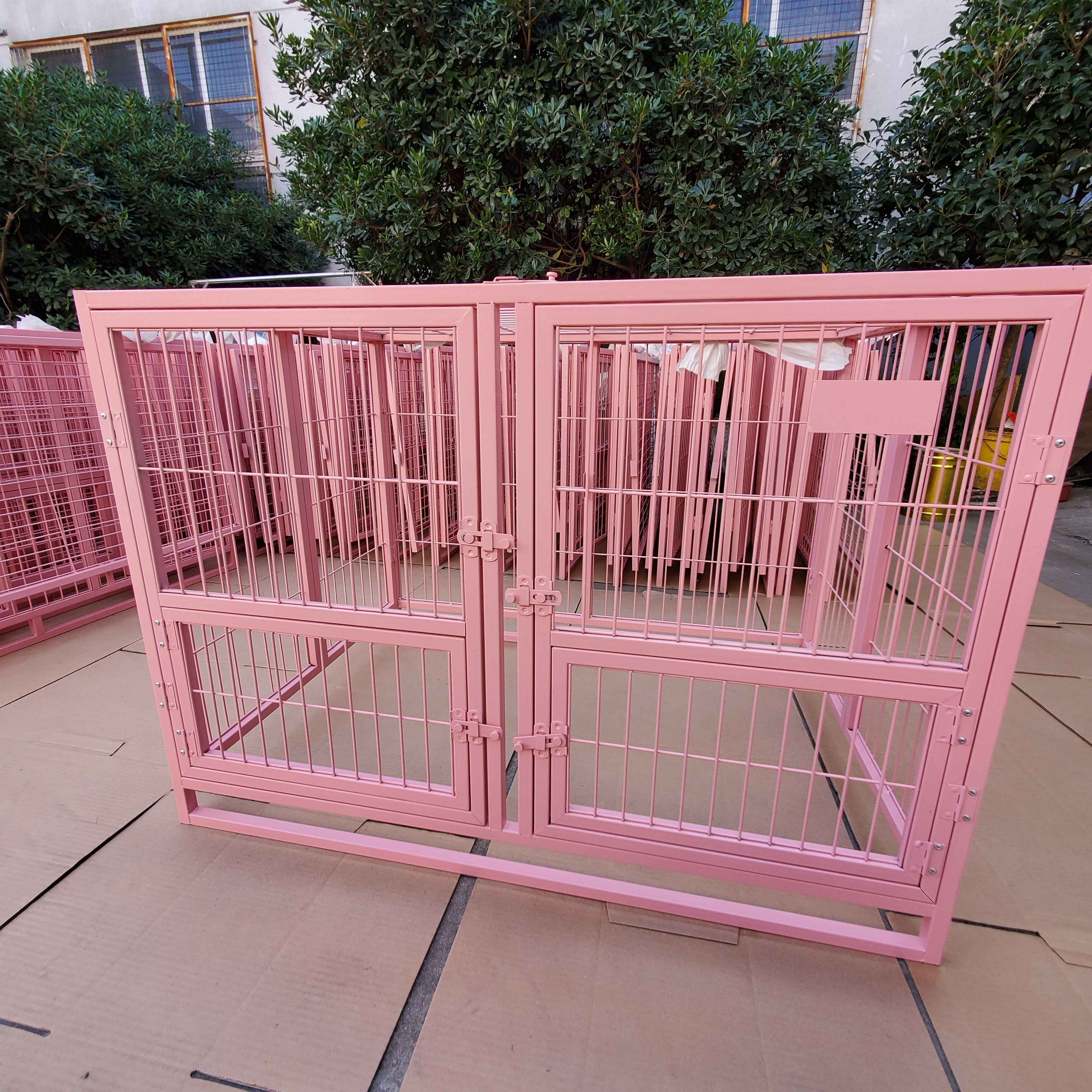 High quality and comfortable custom single layer double door Iron cage veterinary ventilated collapsible dogs cage