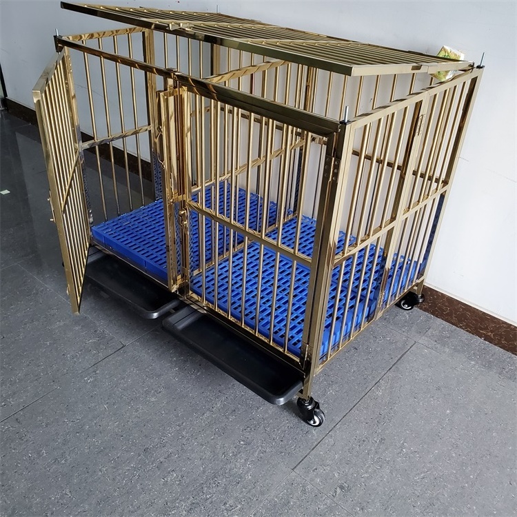 Single layer double door folding customizable heavy duty collapsible dog cage double door stackable dog cage crates