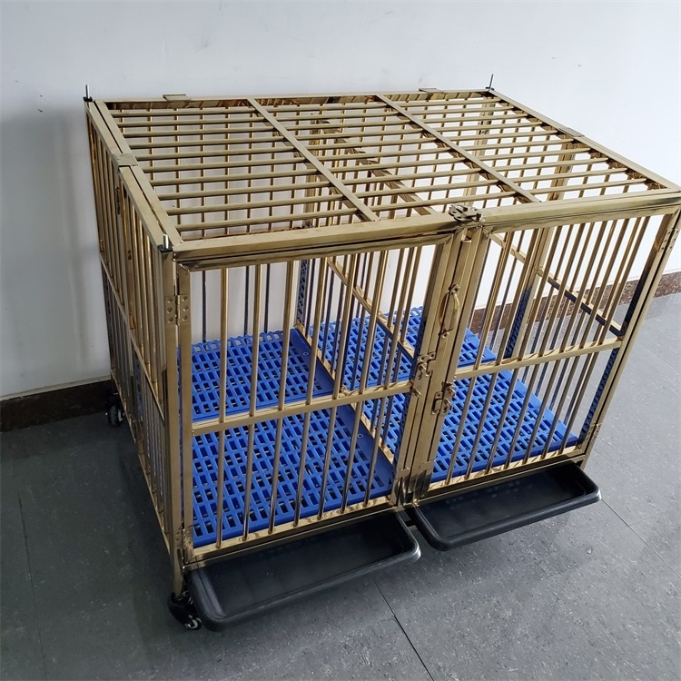 Single layer double door folding customizable heavy duty collapsible dog cage double door stackable dog cage crates