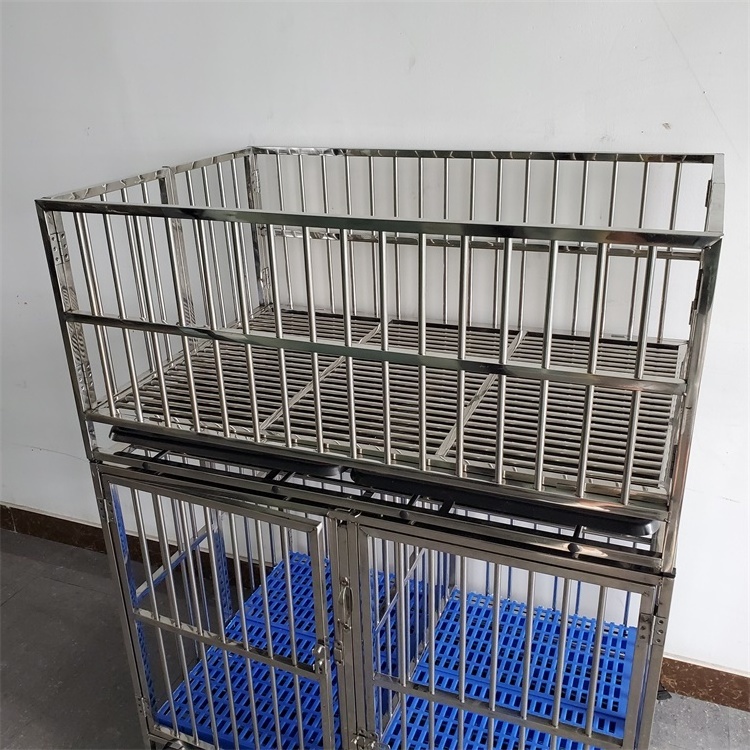 Movable with pulleys and with guardrail customized dog kennel stainless steel folding dog cage for large dog