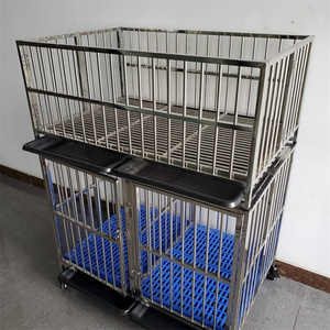 Movable with pulleys and with guardrail customized dog kennel stainless steel folding dog cage for large dog