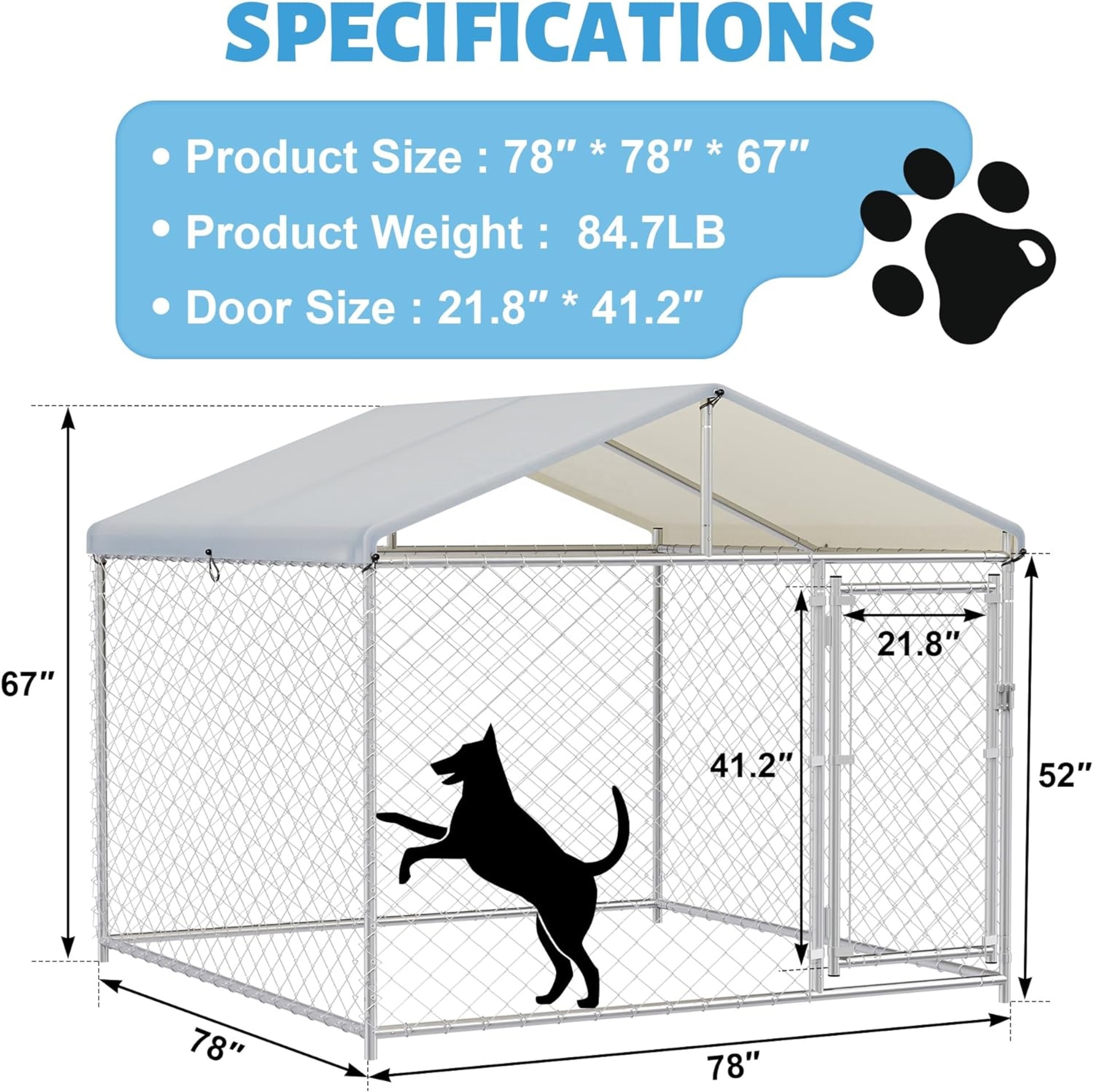 Outdoor Large Waterproof Chain Link Dog Run Kennel Fences New Large Dog Cage Cover Tarp Heavy Pet House Outdoor Animal Cage