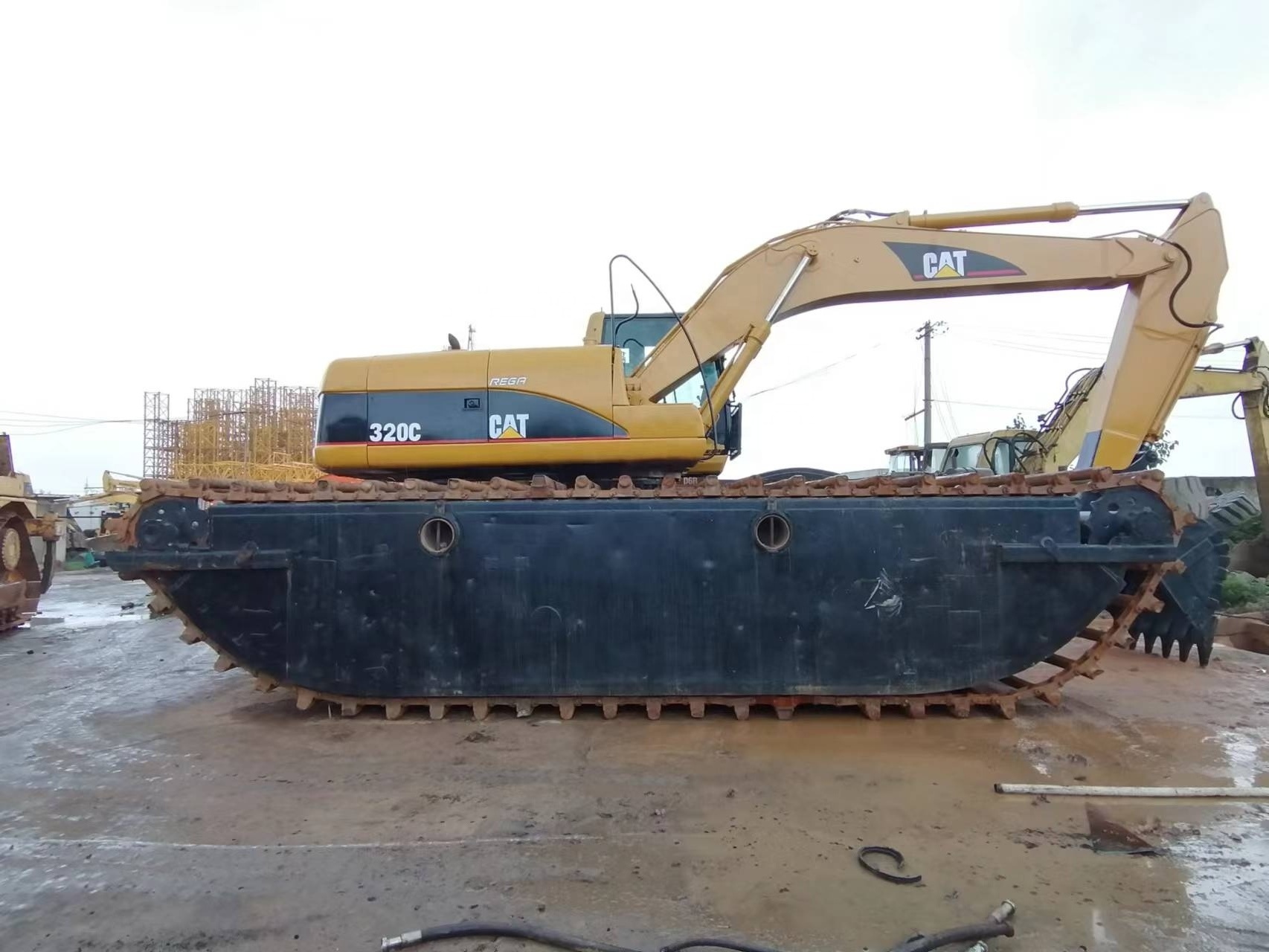 underwater 20 tonne used swamp buggy amphibious 320c excavator with float pontoon caterpillar 320d 325