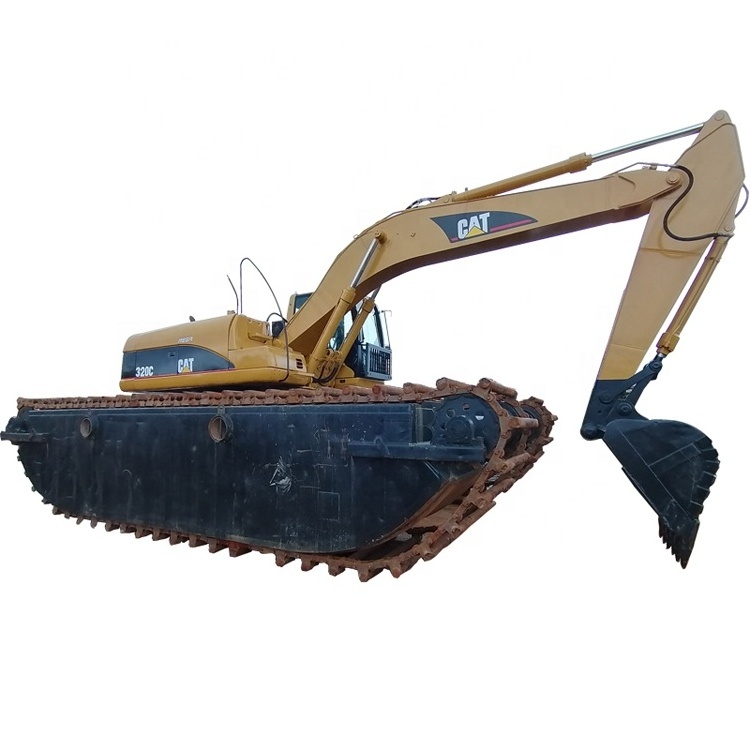 underwater 20 tonne used swamp buggy amphibious 320c excavator with float pontoon caterpillar 320d 325