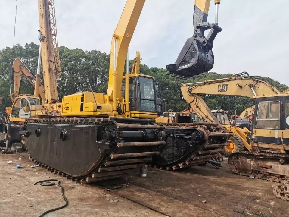 floating track dredging used komatsu amphibious crawler excavator for sale boat excavator pc200 pc220