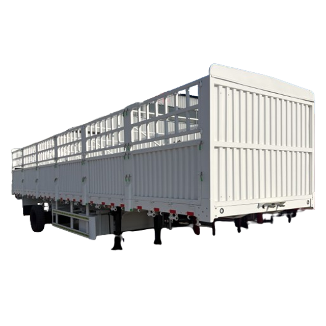 new 3 Axles 60t Used livestock Stake cargo trailers sugar cane cattle animal transport stake fence semi trailer for sale