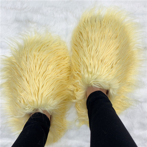 luxury style women fur flat shoes sheepskin fur slipper Mongolian Fur Slides