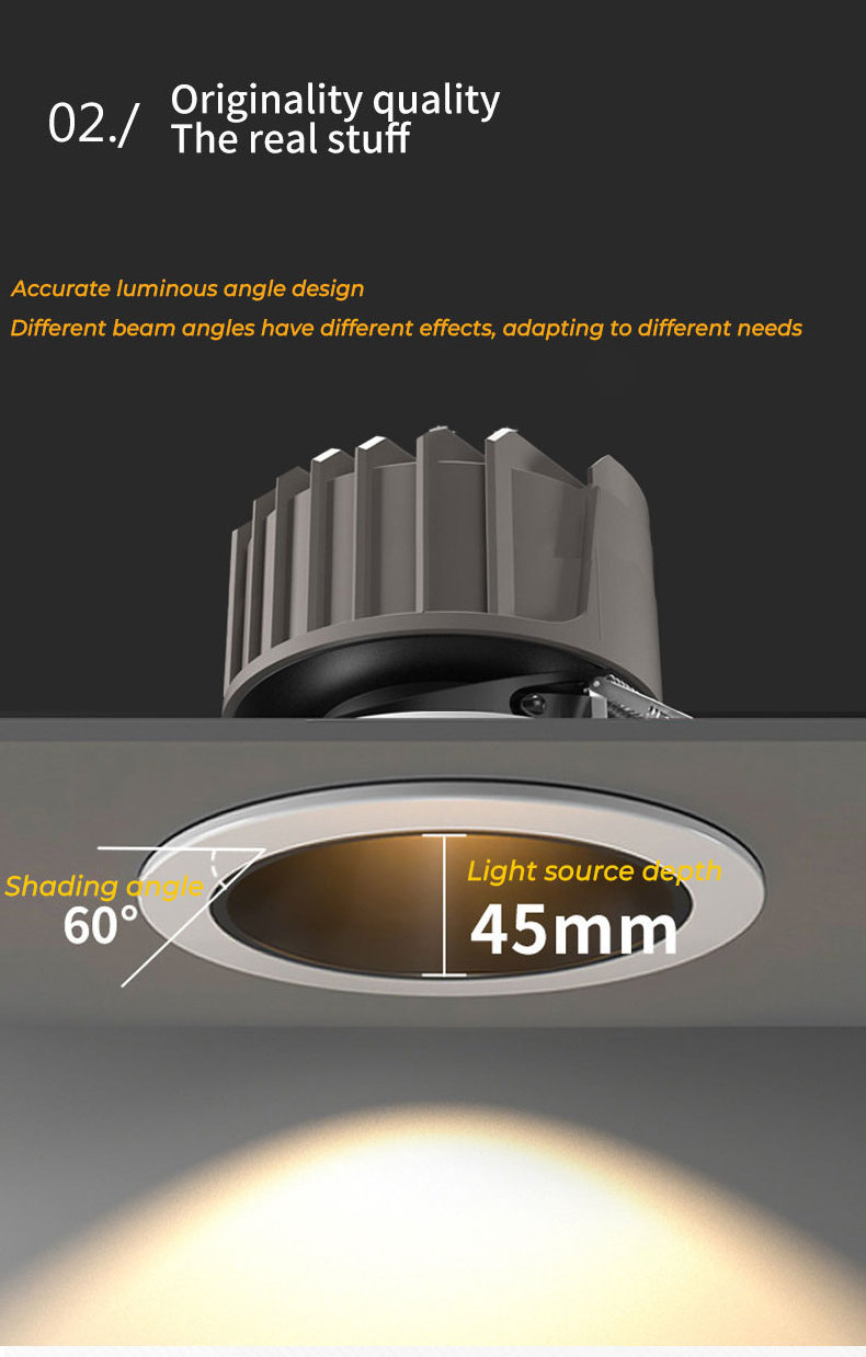 High lumen quality embedded anti glare spotlight LED ceiling light indoor Cob spotlight