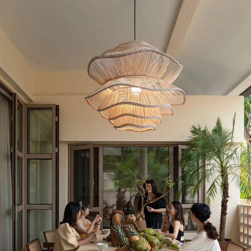 Tengbian Handmade Creative Chandelier Southeast Asian Style LED Lighting fixtures for Bedroom Homestay Guest Room Restaurant