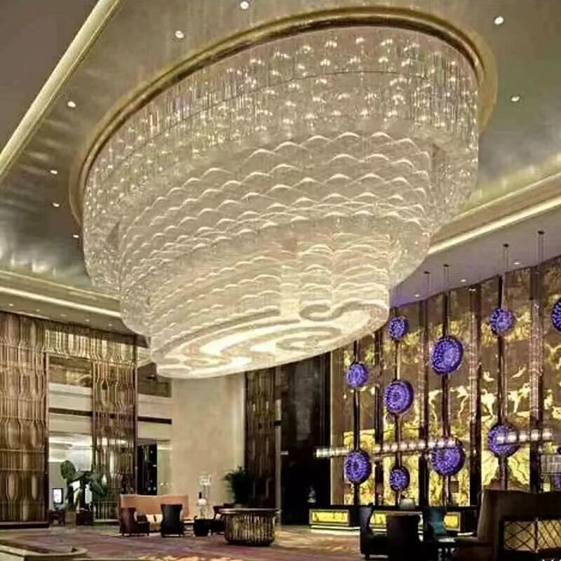 Customizable Large Luxury Modern Crystal Hotel Chandelier for Banquet Hall & Lobby Bright LED Light for Home