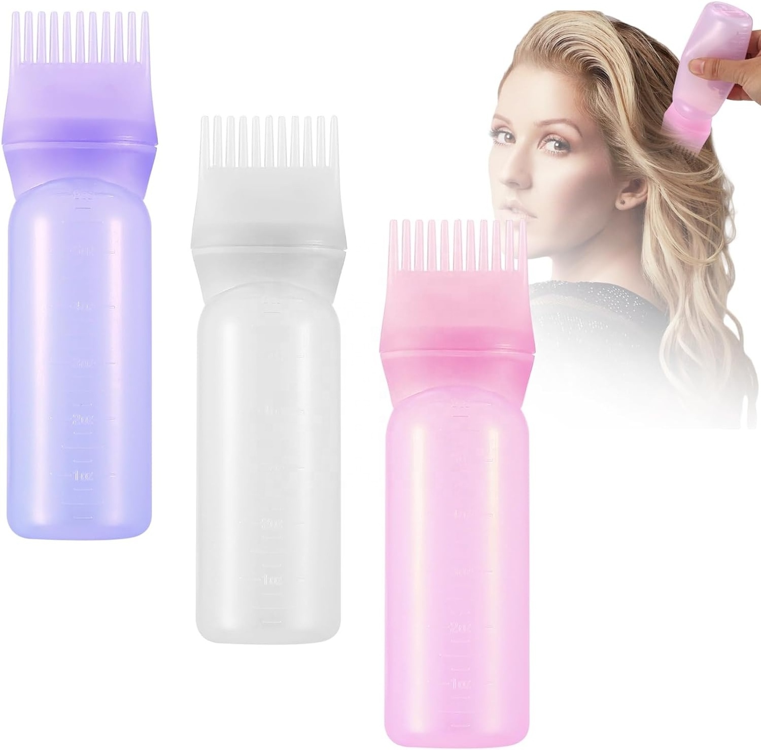 60oz Custom Logo Barber Salon Oil Comb Dye Applicator Shampoo Hair Coloring Styling Hair Dye Bottle with Hollow Comb