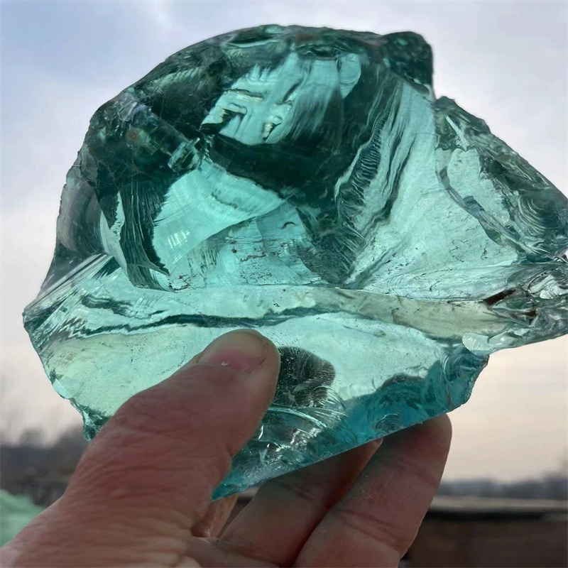 wholesale colored large landscaping slag glass glass rocks rock glass  rock