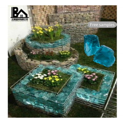 wholesale colored large Landscaping Slag Glass Rocks blue decorative large glass rocks for garden landscape