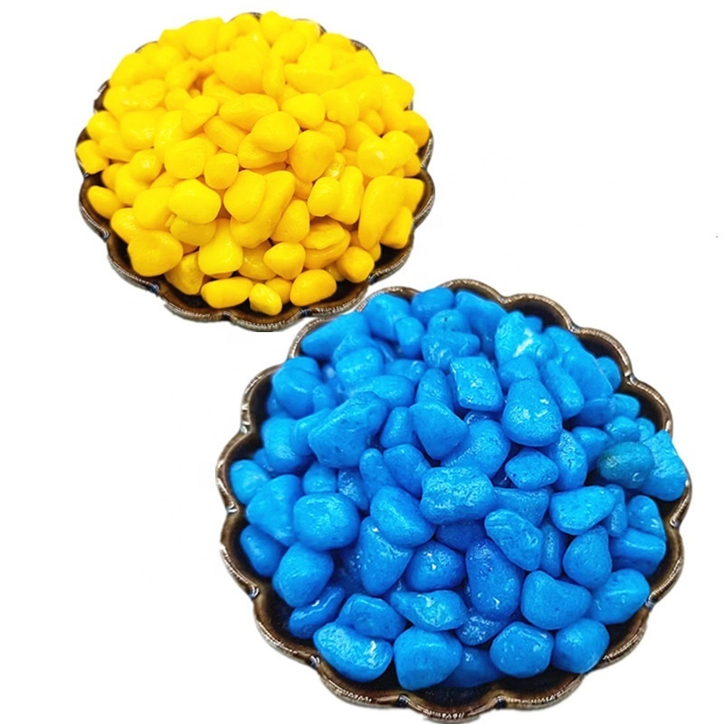 The factory sells brightly colored river stone and colored stone granules as well as stone rock crystal different colors