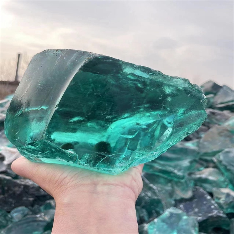 wholesale colored large landscaping slag glass glass rocks rock glass  rock