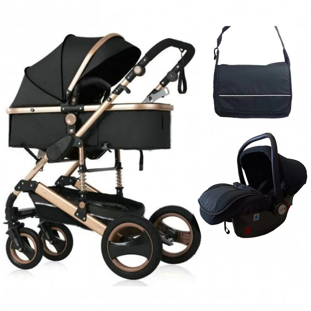 Wholesale Luxury Customized Baby Wagon Stroller Foldable Baby Pram Lightweight 3 in 1 Baby Stroller with Car Seat For Travel