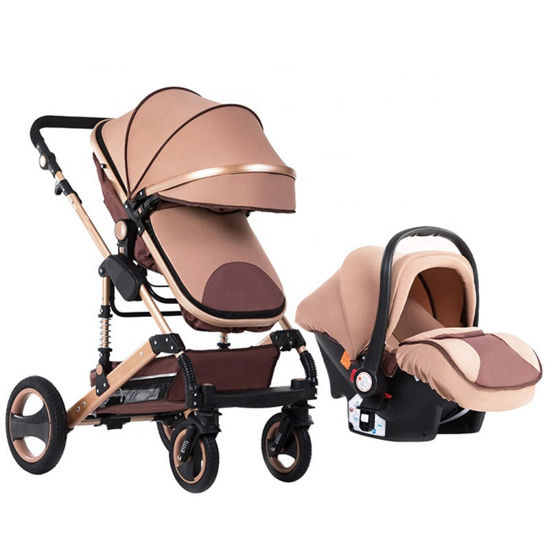 Wholesale Luxury Customized Baby Wagon Stroller Foldable Baby Pram Lightweight 3 in 1 Baby Stroller with Car Seat For Travel