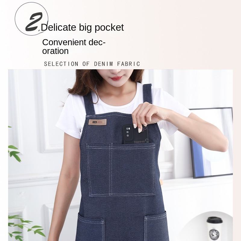 Restaurant Bib Bartender Apron Tattoo Jean Denim Apron Custom  Work Apron For Nail Techs