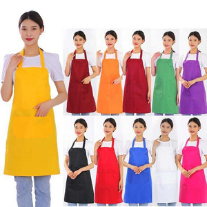 Wholesale white 100% spun polyester bib apron for cooking chef uniform poly apron