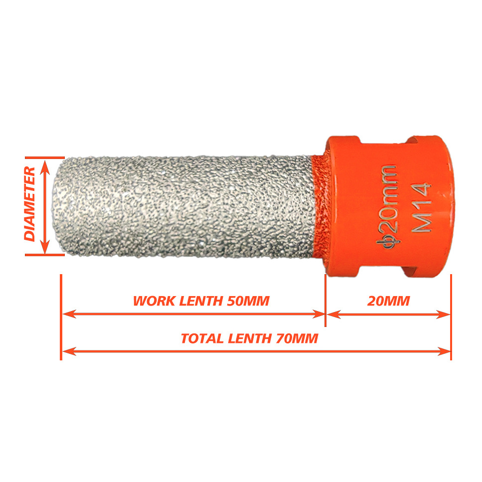 Vacuum Brazed M14 5/8''-11 Thread Diamond Core Drill Bit Diamond Finger Milling Bit for Porcelain Ceramic Tile Marble Granite