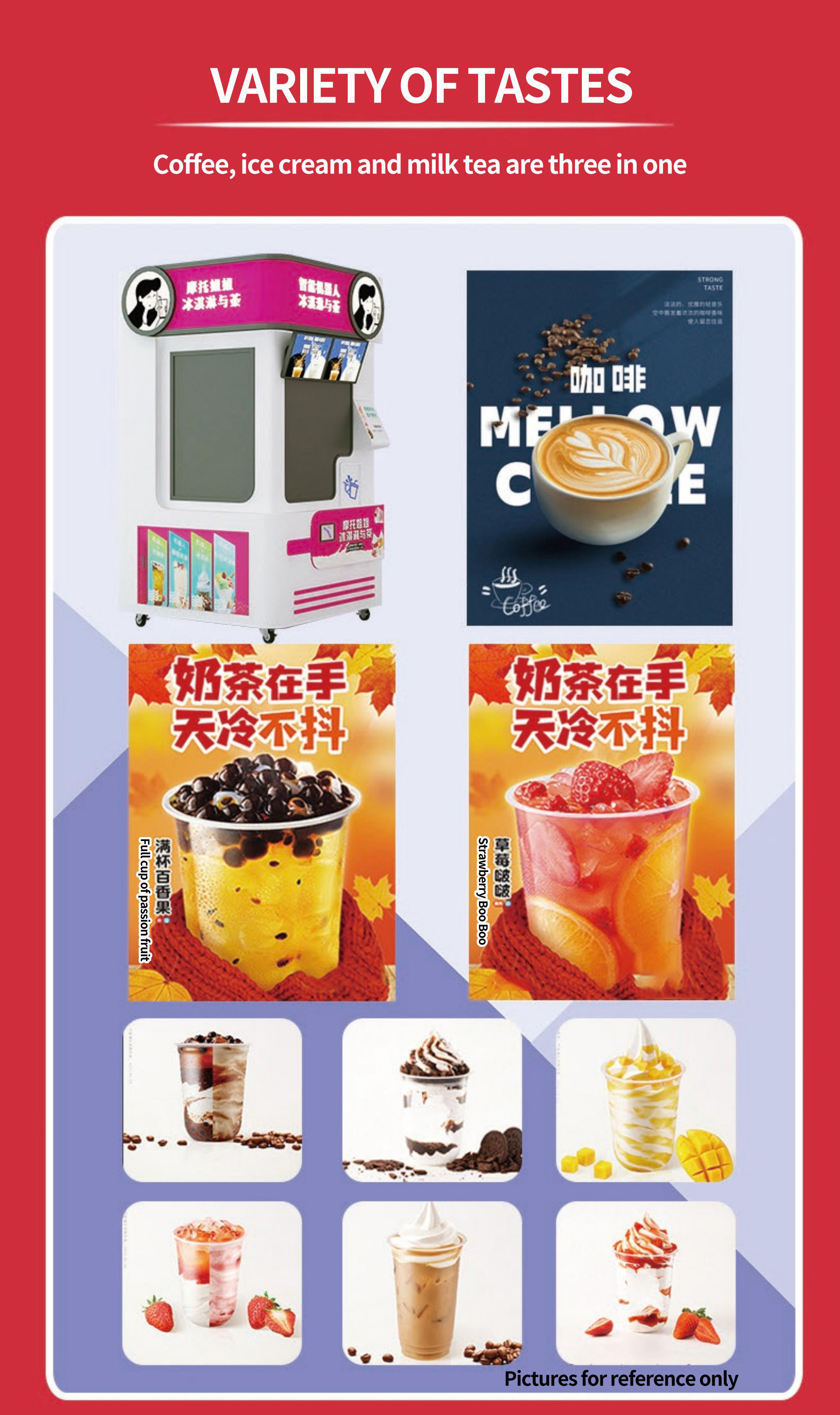 Intelligent Automatic Robot Arm Operation Milk Tea Coffee Ice Cream Vending Machine Orange Juice Vending Machine